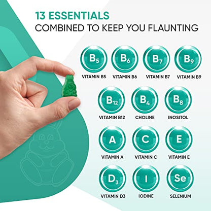 Biotin Gummies 5000mcg - with Vitamin A, B, C, D, E & Selenium - 120 Hair Nails and Skin