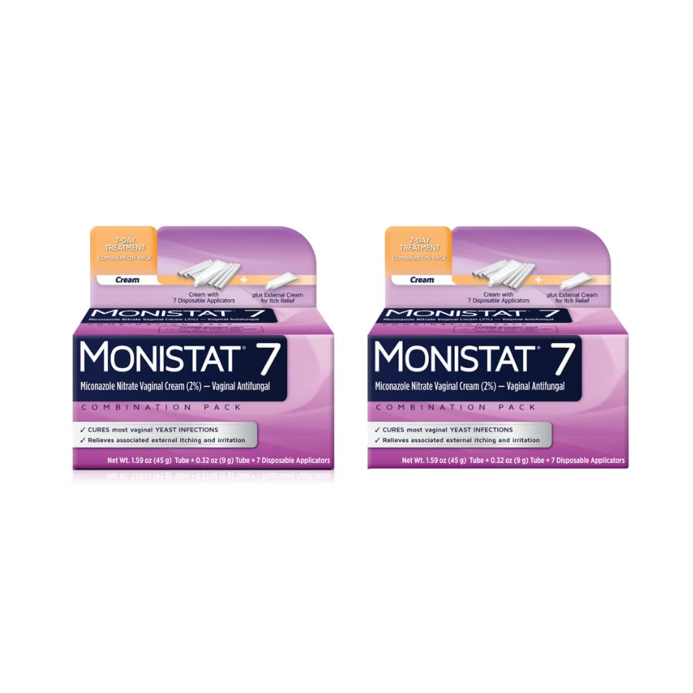 Monistat 7-Day Yeast Infection Treatment | Cream + External Itch Relief Cream | Pack of 2