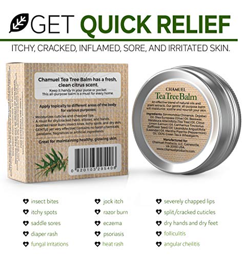 TEA TREE OIL BALM -100% All Natural - Great Cream for Soothing Irritations like Eczema