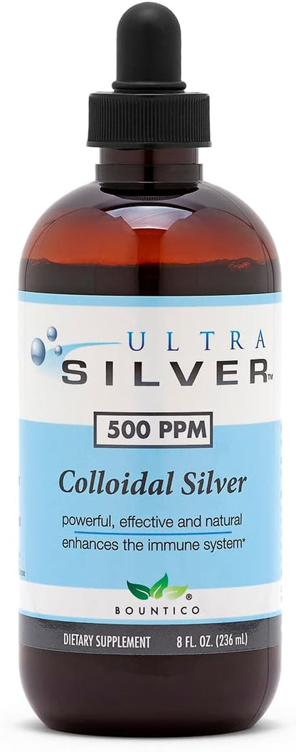 Ultra Silver® Colloidal Silver - 500 PPM, 8 Oz (236mL) - Mineral Supplement - True Colloidal Silver - with Dropper