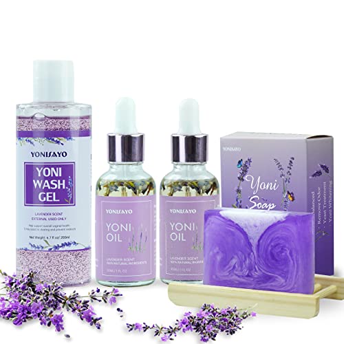 Yoni Wash Yoni Oil Yoni Soap Set, 5.29oz Yoni Soap Bar, 2 * 30ml Feminine Oil, 6.7 fl.oz Feminine Wash