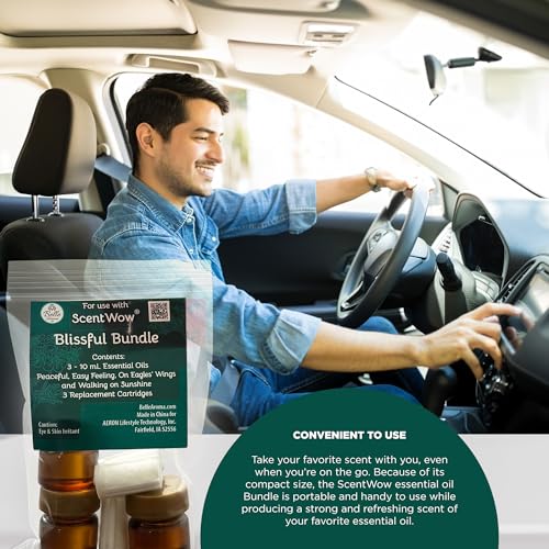 ScentWow Aromatherapy Car Diffuser Refill Essential Oil Bundle with Three Refill Pads and 10ml Bottles