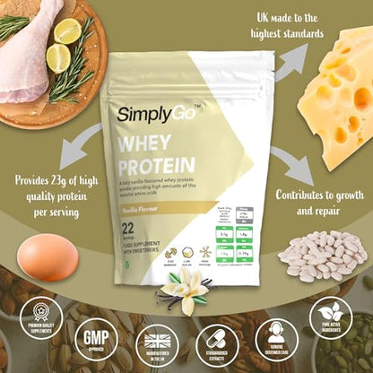 SimplyGo Whey Protein Powder - 900g - Simply Add 30g to Water, Juice or Shakes