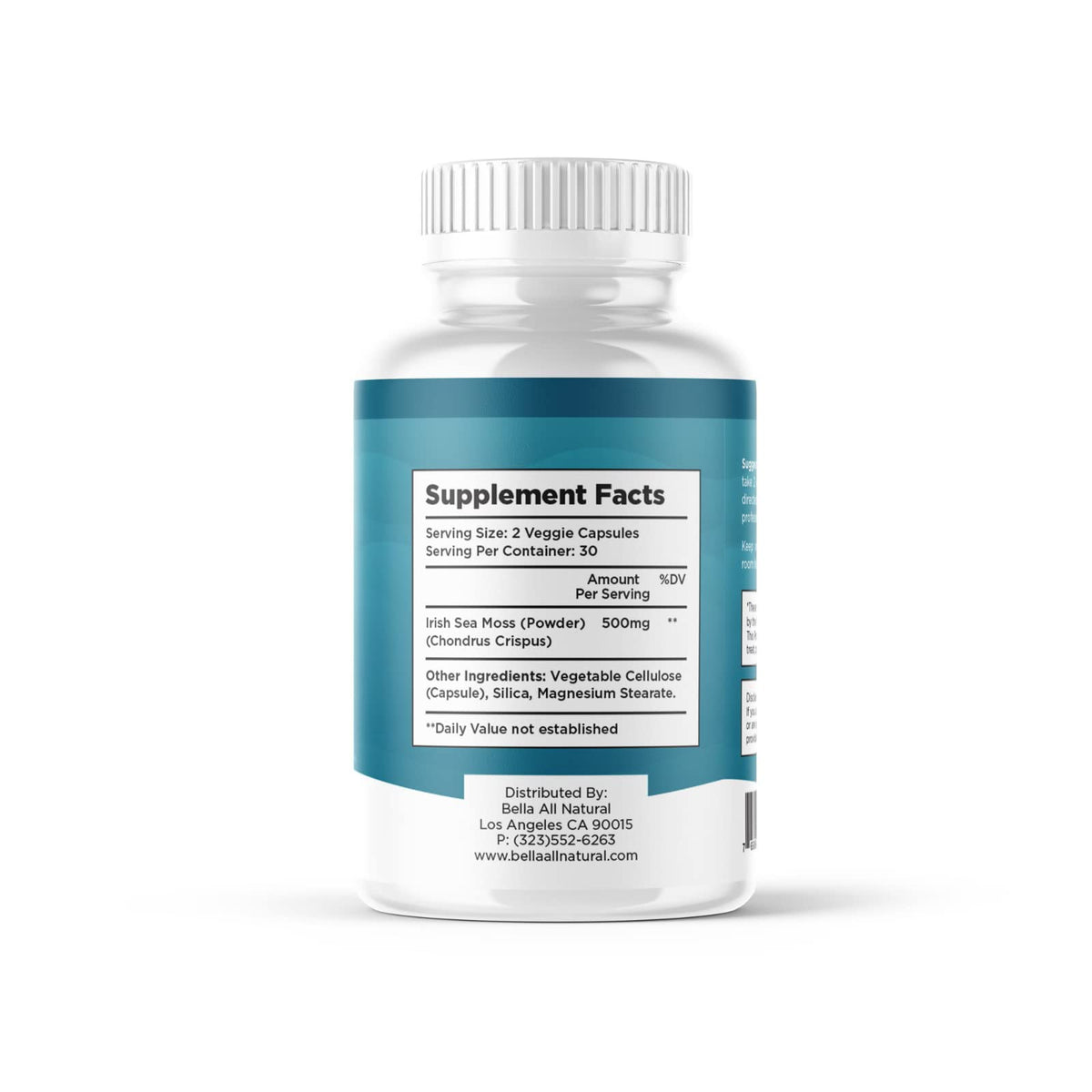 Bella All Natural Sea Moss Vitamins - Pure Sea Moss - Irish Sea Moss, 60 Capsules