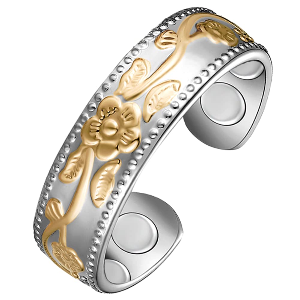 Vicmag Copper Magnetic Ring for Women Men 100% Solid Pure Copper Adjustable with Jewelry Gift Box