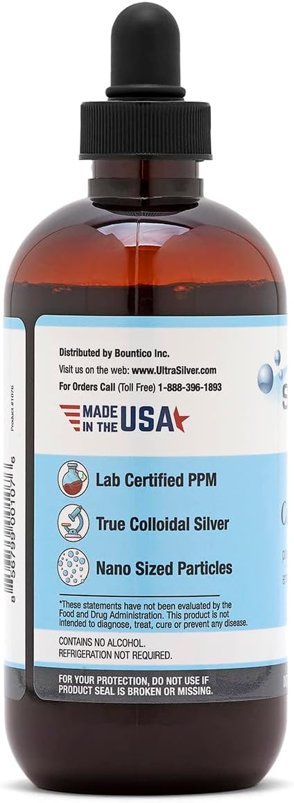 Ultra Silver® Colloidal Silver - 500 PPM, 8 Oz (236mL) - Mineral Supplement - True Colloidal Silver - with Dropper