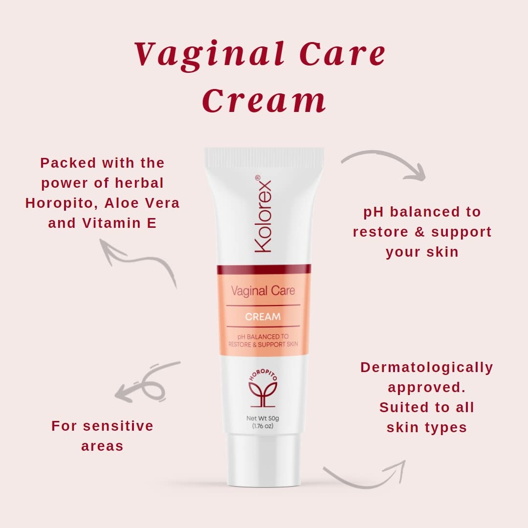 Kolorex Vaginal CareCream, Natural Herbs soothes Intimate Areas, Replenish Sensitive Skin.