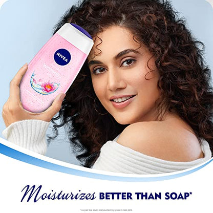 Nivea Bath Shower Water Lily Oil, 250 ML, Moisturizing Skin Cleanser with Oil Pearls and Water Lily Fragrance