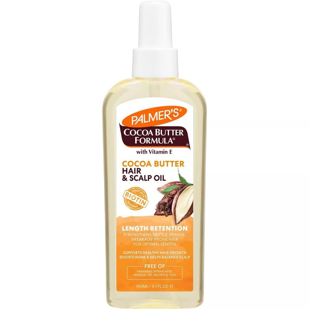 Palmer's Cocoa Butter & Biotin Length Retention Hair and Scalp Oil, 5.1 Fl Oz (Packaging May Vary), (Pack of 2)