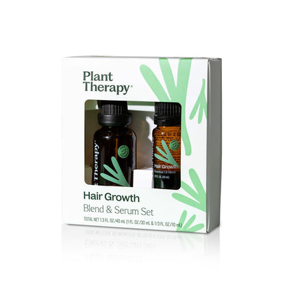 Plant Therapy Hair Therapy Blend & Serum Set - Strengthen, Repair and Grow Shiny Healthy Hair, 1 oz Serum & 10 mL Essential Oil Blend