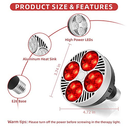 Red Light Therapy Lamp 24 LED Used for Red Light for Body and Face 660nm Red and 850nm