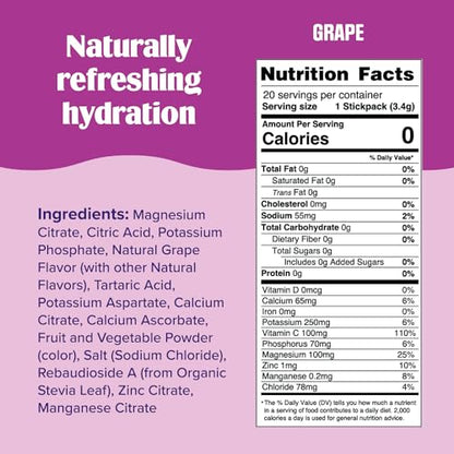 Ultima Replenisher Daily Electrolyte Drink Mix - Grape, 20 Stickpacks - Hydration Packets
