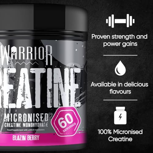 Warrior Creatine Monohydrate Powder - 300g - Micronised for Easy Mixing and Consumpti