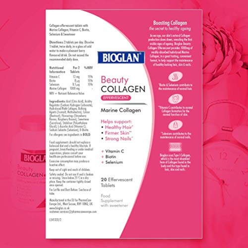 Bioglan Collagen Effervescent - 1000mg - Hydrolysed Marine Collagen