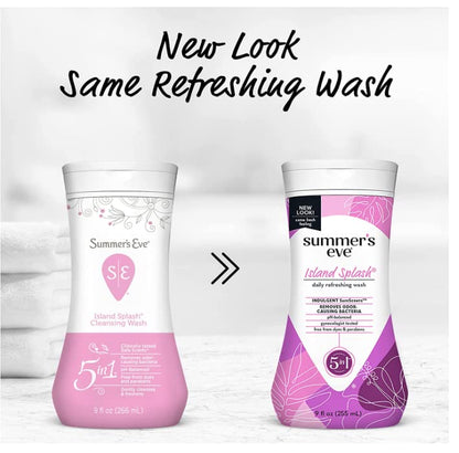 Summer's Eve Island Splash Refreshing Daily Feminine Wash, Removes Odor, pH balanced, 9 fl oz. (Pack of 2)