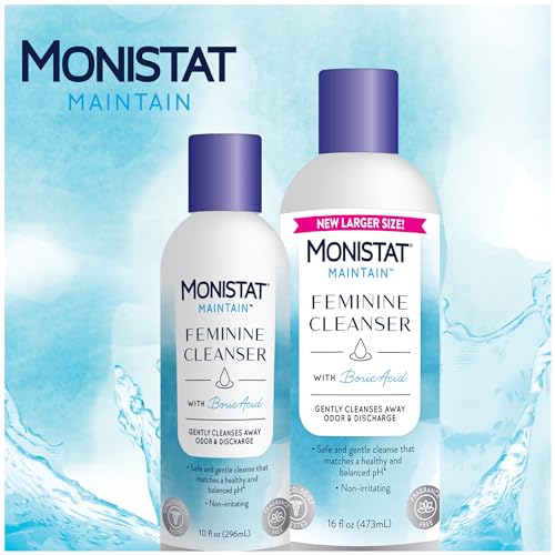Monistat Boric Acid Feminine Cleanser, Fragrance Free Feminine Wash, 16 Fl Oz, 1 Pack