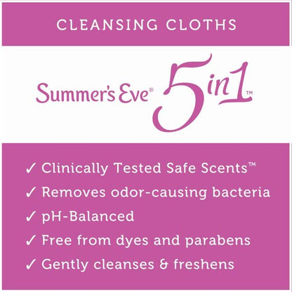 Summer's Eve Feminine Cleansing Cloths - Sensitive Skin - 16 Each - Pack of 2