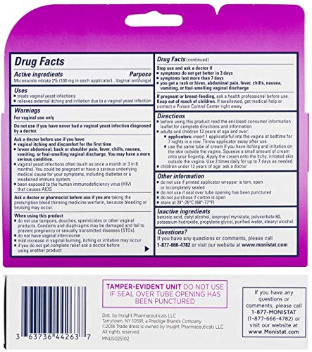 Monistat 7-Day Yeast Infection Treatment - Cream with Disposable Applicators