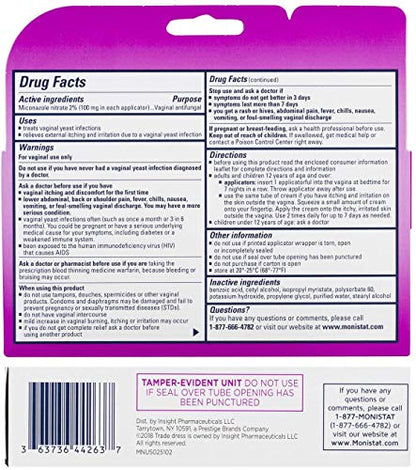 Monistat 7-Day Yeast Infection Treatment - Cream with Disposable Applicators