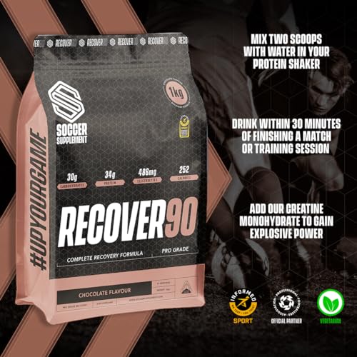 Soccer Supplement Recover90, Complete Recovery Shake - 31grams of Whey Protein Isolate