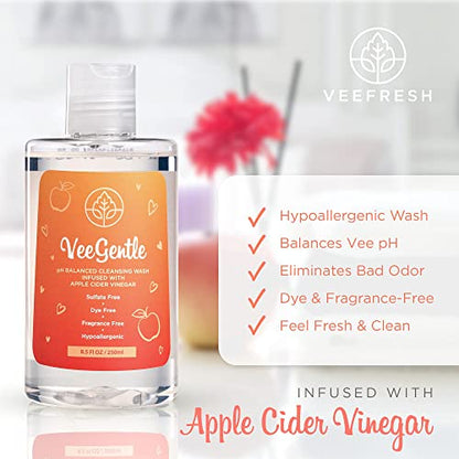 VeeFresh - VeeGentle Feminine Wash pH Balance for Women Wash with Apple Cider Vinegar