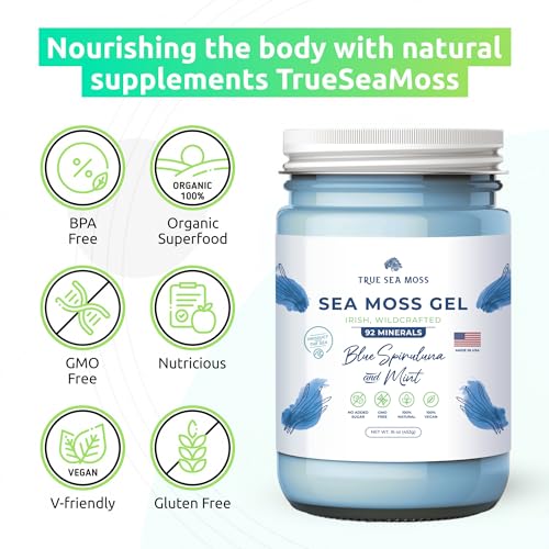 TrueSeaMoss Wildcrafted Irish Sea Moss Gel - Nutritious Raw Seamoss Rich in Minerals