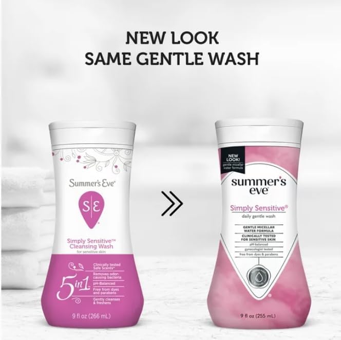 Summer's Eve Cleansing Wash - Simply Sensitive - 9 Ounce - pH-Balanced - Dermatologist & Gynecologist