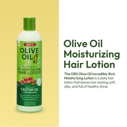 ORS Olive Oil Incredibly Rich Moisturizing Hair Lotion with Castor Oil 8.5 Ounces (Pack of 3)