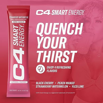 C4 Smart Energy Powder Stick Packs - Sugar Free Performance Fuel & Nootropic Brain