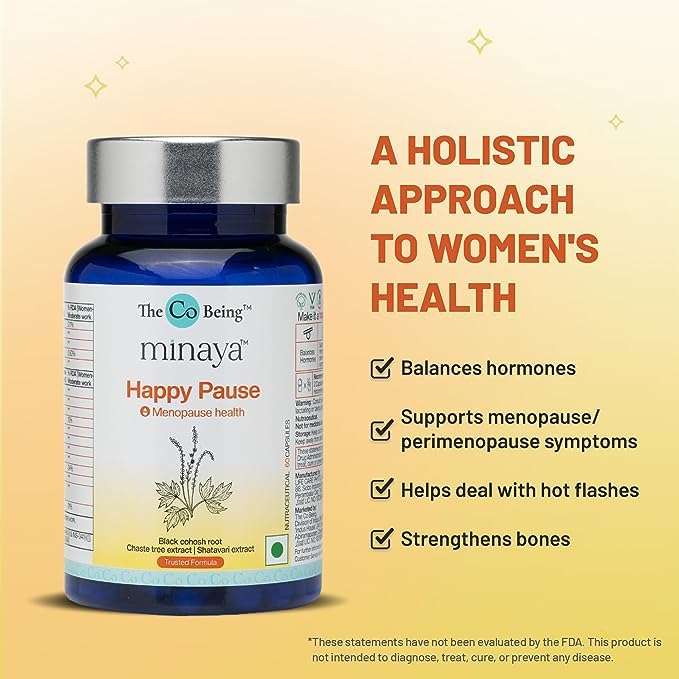 Happy Pause Capsules, Menopause Supplements for Women, Natural Support for Hot Flashes, Hormone