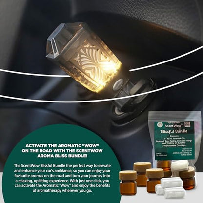 ScentWow Aromatherapy Car Diffuser Refill Essential Oil Bundle with Three Refill Pads and 10ml Bottles