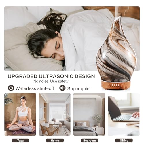 Porseme 100ml Glass Essential Oil Diffuser Aromatherapy Ultrasonic Cool Mist Humidifier 4 Running Hours