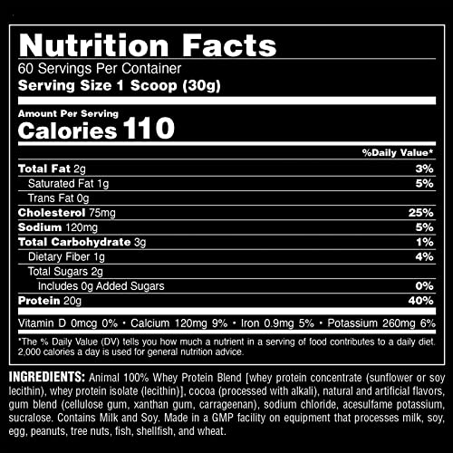 Animal 100% Whey Protein Powder - Whey Blend for Pre- or Post-Workout, Recovery