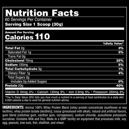 Animal 100% Whey Protein Powder - Whey Blend for Pre- or Post-Workout, Recovery
