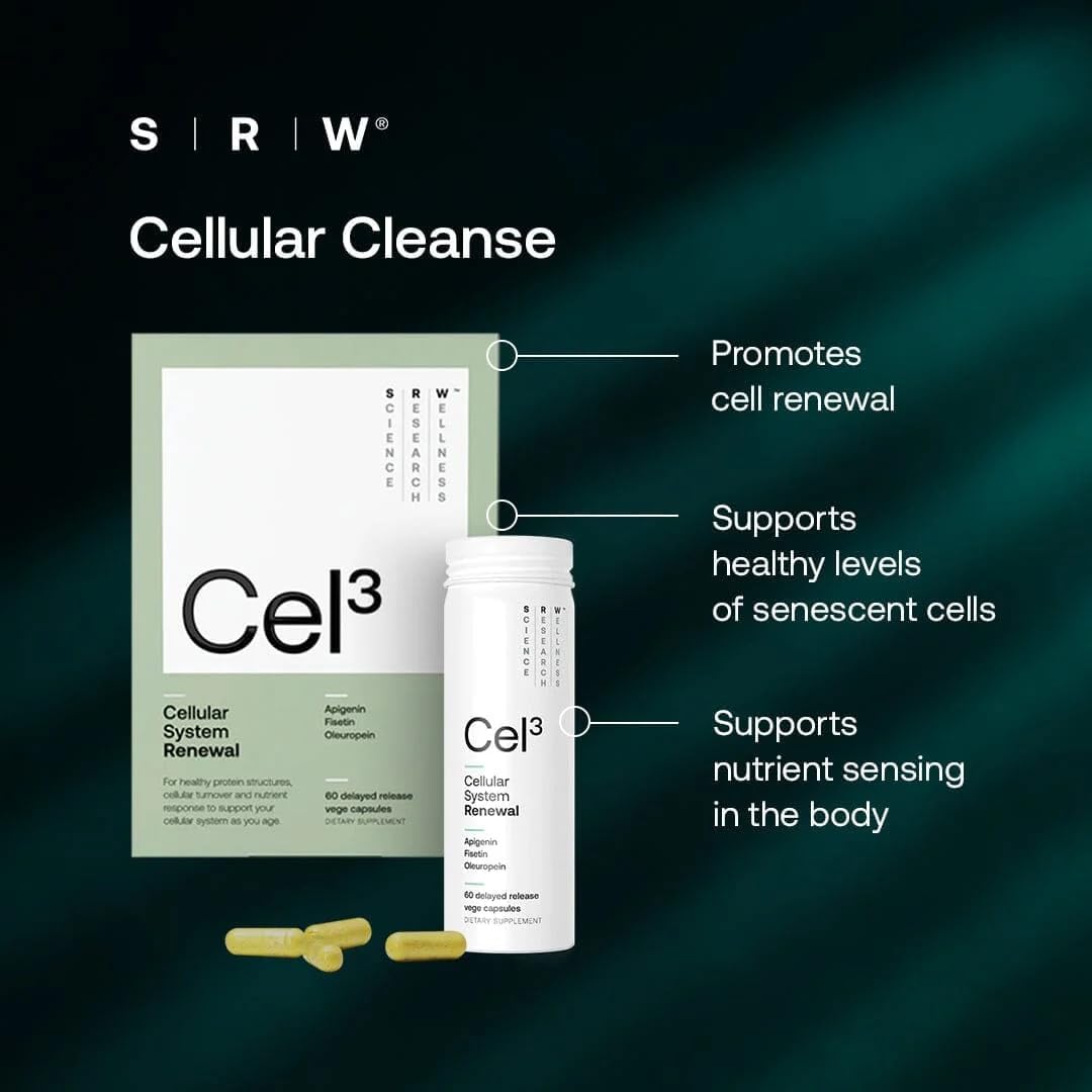 SRW Laboratories Cel³ Renewal - Supports Youthful Cell Function and Renewal, Eliminates Cellular Waste and Supports Healthy Aging - 60 Capsules