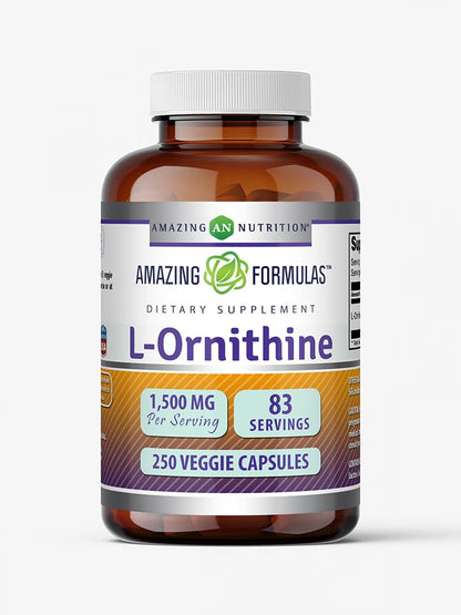 Amazing Formulas L-Ornithine 1500 Mg Per Serving Veggie Capsules Supplement - Non-GMO - Gluten Free - Made in USA (120 Count)