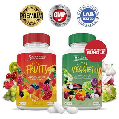 (Set of 2) Vital Fruits and Veggies Supplement Red & Green Superfoods Whole Food