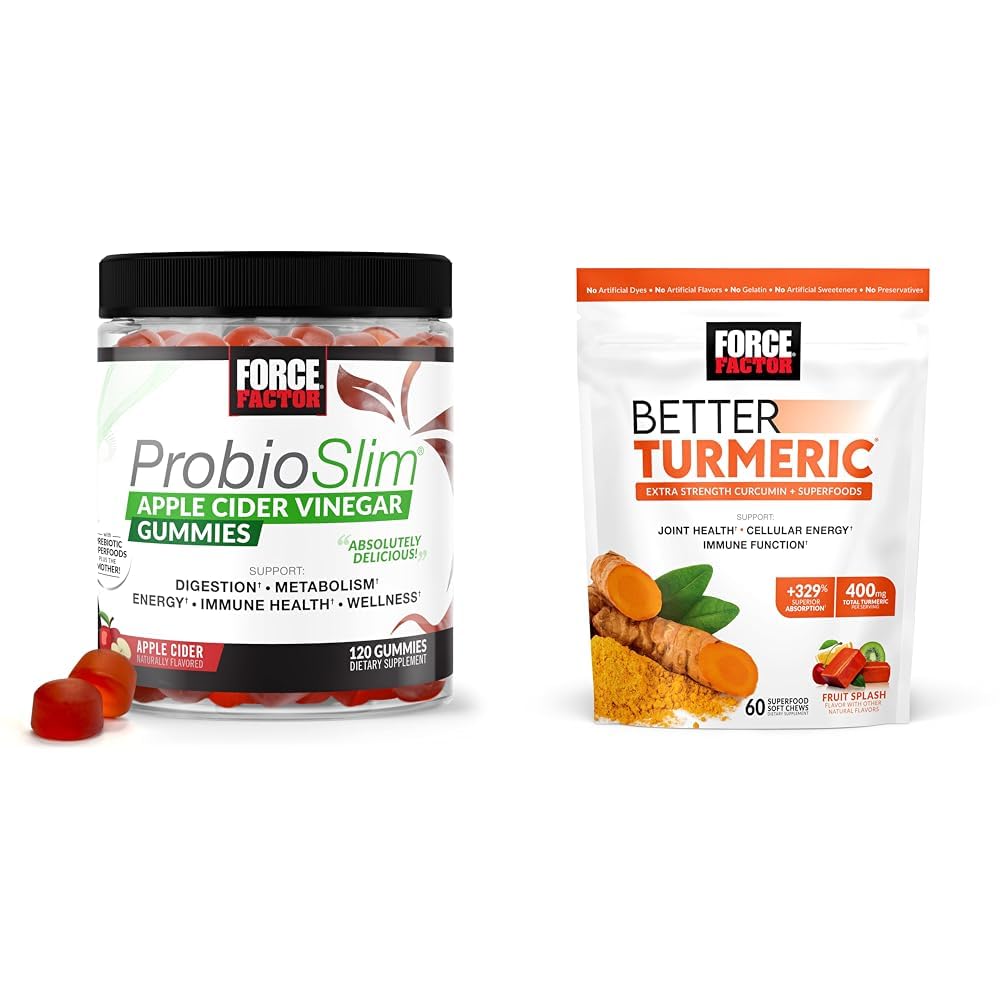 Force Factor ProbioSlim Apple Cider Vinegar Gummies with Organic, LactoSpore & Better 
