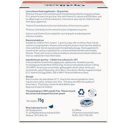 Optibac Kids Probiotic with Vitamin D & Calcium for Immune System Support & Gut Health