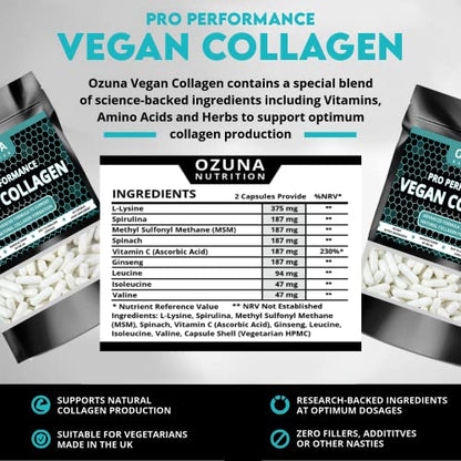 Pro Performance Vegan Collagen Complex - Vegetarian Collagen Capsules, Plant Based Collagen