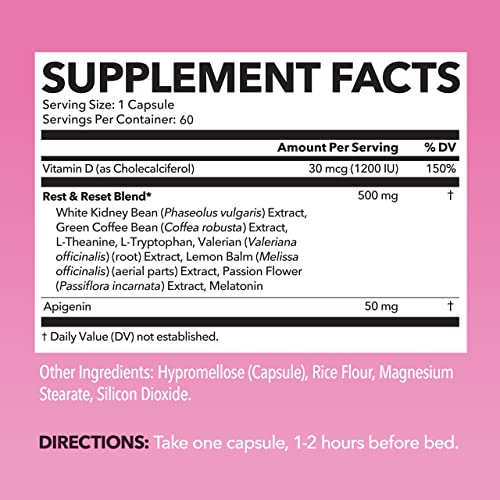 Night Time Fat Burner for Women - Weight Loss and Sleep Support Blend With Apigenin