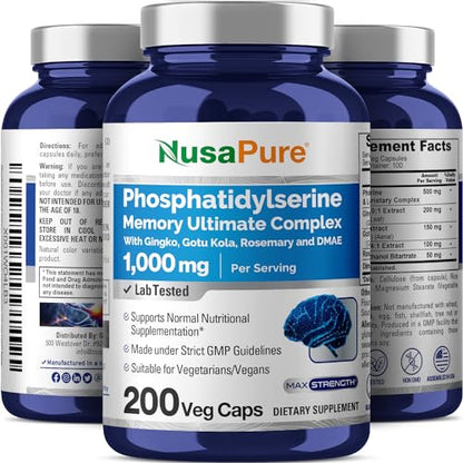 NusaPure Phosphatidylserine Memory Ultimate Complex 1000mg 200 Vegetarian Caps
