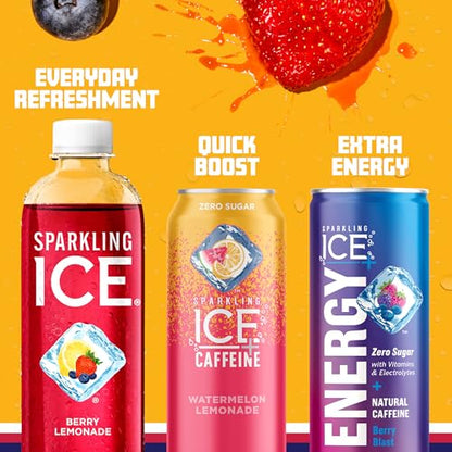 Sparkling Ice, Berry Lemonade Sparkling Water, Zero Sugar Flavored Water, with Vitamins