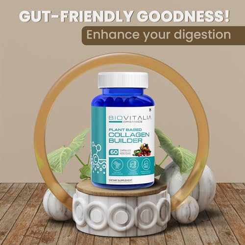 Biovitalia Plant Based Collagen Builder Capsule with Biotin & Vitamin C - Dietary Supplement for Men & Women