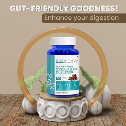 Biovitalia Plant Based Collagen Builder Capsule with Biotin & Vitamin C - Dietary Supplement for Men & Women