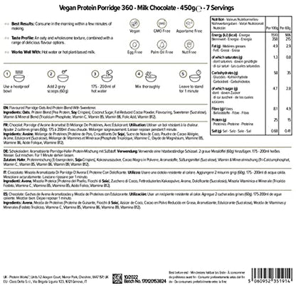 Protein Works - Vegan Protein Porridge 360 - High Protein Breakfast - Plant-Based - Chocolate - 450g