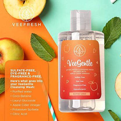 VeeFresh - VeeGentle Feminine Wash pH Balance for Women Wash with Apple Cider Vinegar