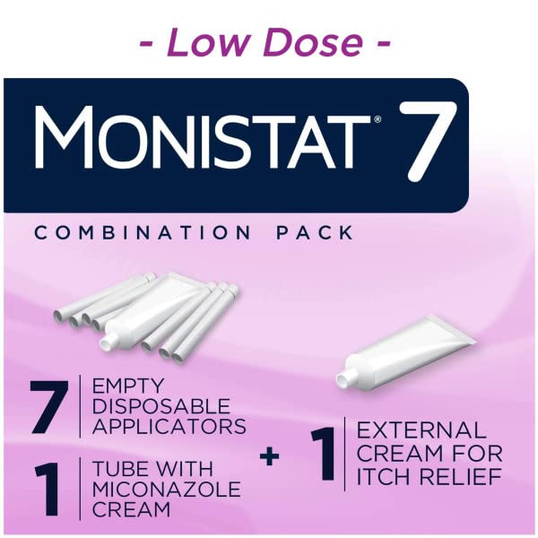 Monistat 7-Day Yeast Infection Treatment - Cream + External Itch Relief Cream - Pack of 2