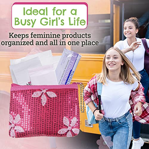 First Period Kit To-go! - Organic Biodegradable Tween Pads & Liner - Period Bags for Teen Girls