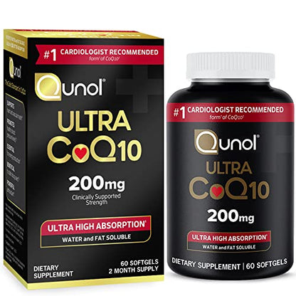 Qunol CoQ10 200mg Softgels, Ultra CoQ10 - Ultra High Absorption Coenzyme Q10 Supplem